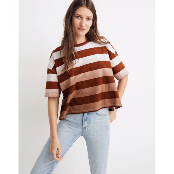 Madewell Tops - madewell Dip-Dye Oversized Tee in Groton Stripe women’s size medium faded rust